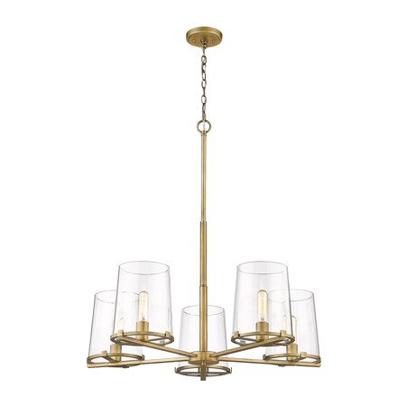 Z-Lite Callista 5 Light Chandelier, Rubbed Brass & Clear 3032-5RB